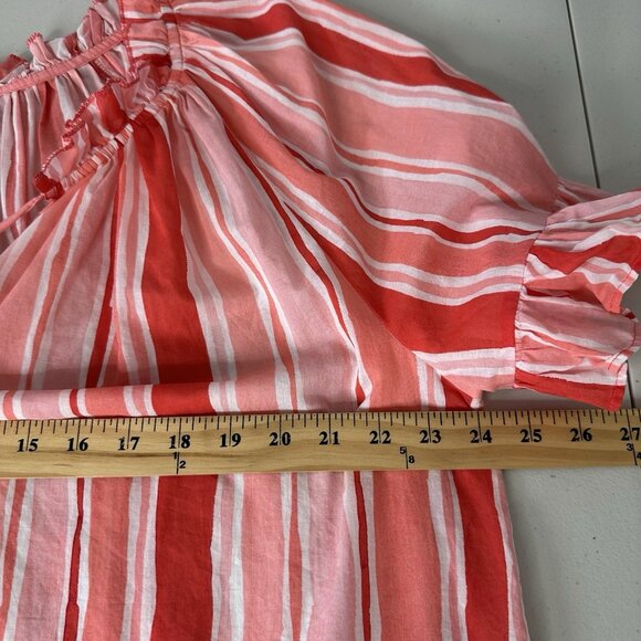Tuckernuck Cassis Sunrise Stripes Top XL Pink Gauzy Peasant - Picture 7 of 12
